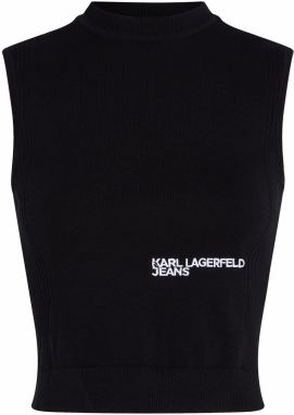 KARL LAGERFELD JEANS Vyšívaný top  čierna / biela