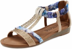 LASCANA Remienkové sandále  béžová / modrá