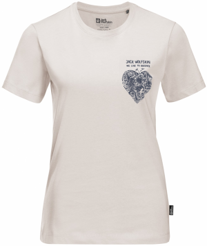 JACK WOLFSKIN Funkčné tričko 'DISCOVER HEART'  béžová / námornícka modrá