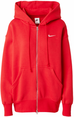 Nike Sportswear Tepláková bunda 'PHNX FLC'  červená / šedobiela