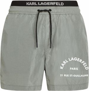 Karl Lagerfeld Plavecké šortky 'Rue St-Guillaume'  striebornosivá / biela