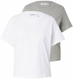 WEEKDAY Tričko 'Essence Standard'  sivá melírovaná / biela