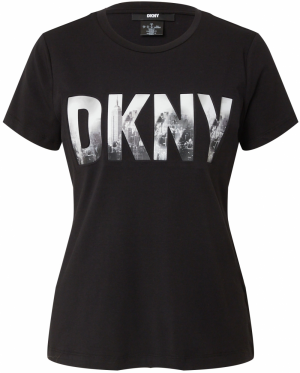 DKNY Tričko 'SKYLINE'  čierna / biela
