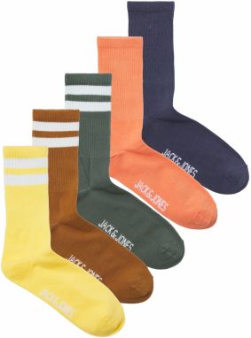JACK & JONES Ponožky 'CARTER'  námornícka modrá / hnedá / žltá / tmavozelená / oranžová