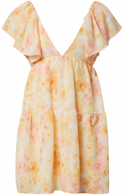 Fashion Union Letné šaty 'Flit'  žltá / pastelovo ružová / biela