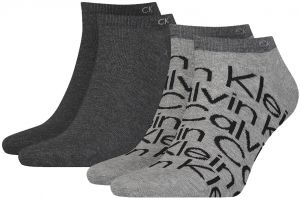CALVIN KLEIN - 2PACK big logo pánske gray členkové ponožky CK