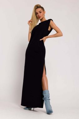 Čierne bavlnené maxi šaty M790