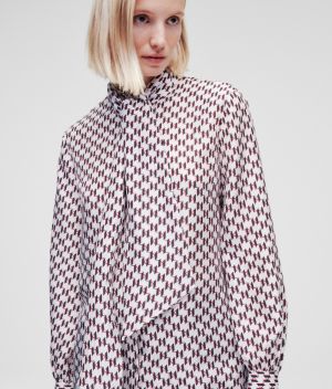 Košeľa Karl Lagerfeld Kl Monogram Silk Shirt W/Bow