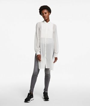 Košeľa Karl Lagerfeld Long Silk Shirt W/ Plastron