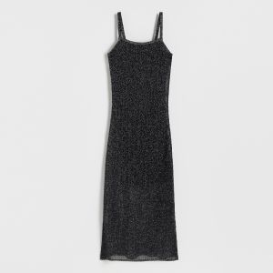 Reserved - Šaty s prímesou metalických nití - Čierna