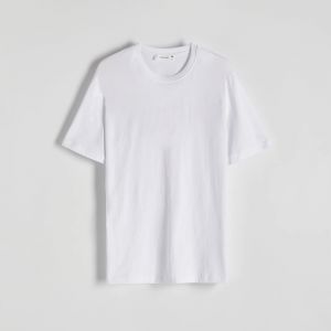 Reserved - Bavlnené tričko regular fit - Biela