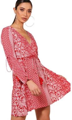 Červené šaty Anabel s žakárovým vzorom