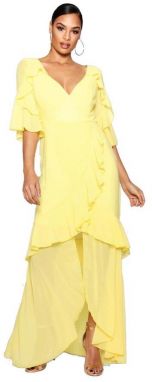 Leia Žlté šifónové maxi šaty