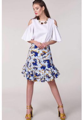 Modrá kvetinová lemovaná sukne