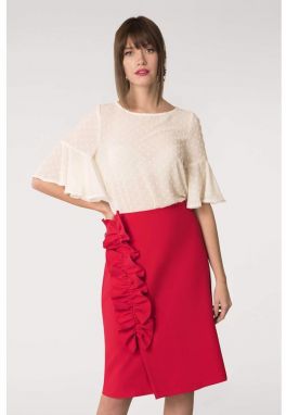 Červená asymetrická úhorovitý sukne