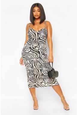 Midaxi šaty sa zebra motívom