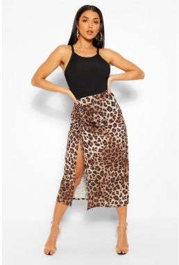 Midi sukňa s leopard vzorom