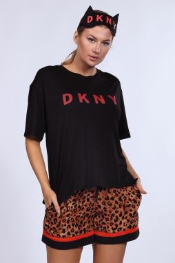 Set pyžamo a maska na spanie DKNY Brown Animal
