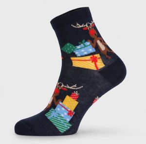Detské vianočné ponožky Sobík s darčekmi